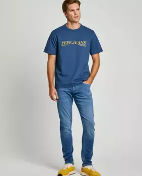 Мужские узкие джинсы Track облегающего кроя из стрейчевой ткани Pepe Jeans, синий