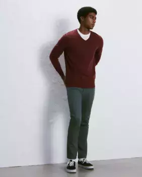 Мужские узкие хлопковые брюки бистрейч с пятью карманами светло-коричневого цвета Easy Wear, зеленый