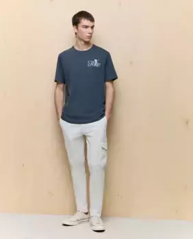 Мужские узкие хлопковые брюки с множеством карманов и эффектом окрашивания ткани Easy Wear, цвет Hielo