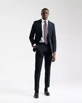 Мужские узкие классические брюки без железа Puroego, темно-синий