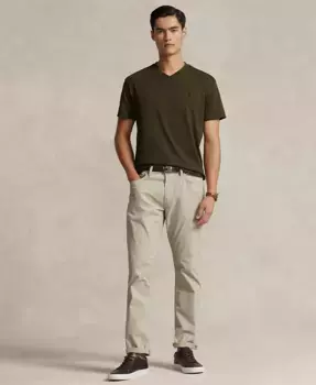 Мужские узкие прямые брюки со стретчем и пятью карманами из сатина Polo Ralph Lauren, коричневый/бежевый