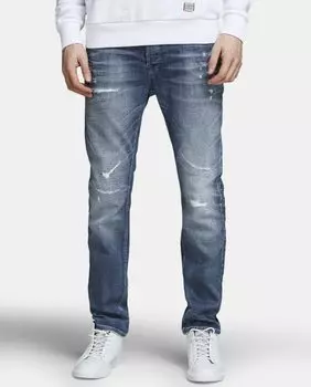 Мужские узкие прямые синие джинсы Tim Jack & Jones, синий