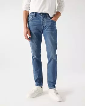 Мужские узкие синие джинсы средней степени стирки Salsa Jeans, синий