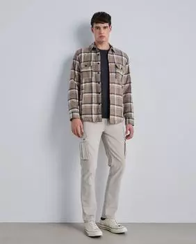 Мужские узкие вельветовые брюки с множеством карманов Easy Wear, бежевый