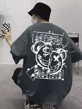 Мужские винтажные футболки с героями мультфильмов и персонажей EMRG Manfinity, серый