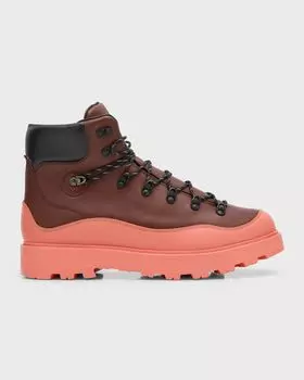 Мужские водонепроницаемые кожаные походные ботинки Moncler x Palm Angels Peka, цвет Brown Pink