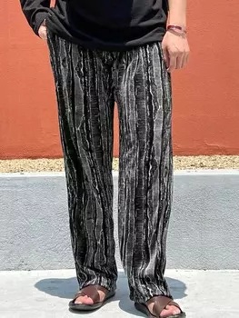 Мужские всесезонные повседневные мешковатые брюки прямого кроя с принтом и карманами Dazy, черный