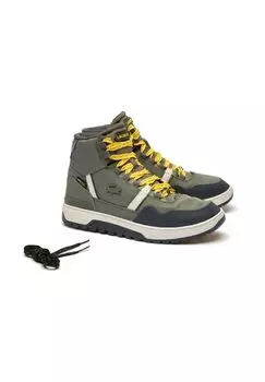 Мужские высокие кеды - ботинки-кеды T-CLIP WINTER MID колор блок, текстиль LACOSTE, цвет