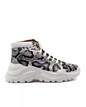 Мужские высокие кожаные кроссовки с гравировкой в виде змеи Mister, белый