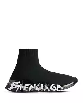 Мужские высокие трикотажные кроссовки Speed 2.0 Balenciaga, черный