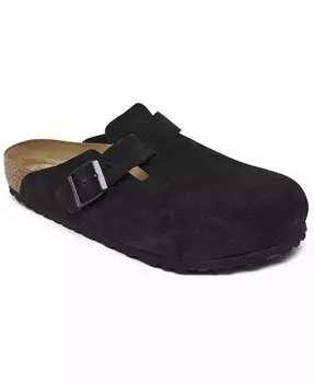Мужские замшевые кожаные сабо Boston Soft Footbed от Finish Line Birkenstock, черный