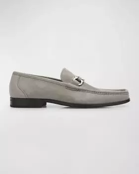 Мужские замшевые лоферы Bit Easy Ferragamo, цвет Ash Grey