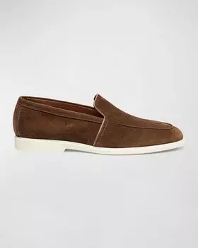 Мужские замшевые лоферы Malibu Santoni, цвет Medium Brown