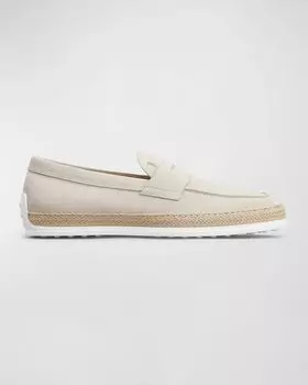 Мужские замшевые лоферы Mocassino Gomma Rafia TV Tod's, цвет Natural