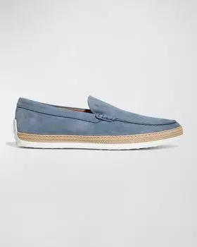 Мужские замшевые лоферы Nuova Pantofola Comma Rafia TV Tod's, цвет Avio Chiaro