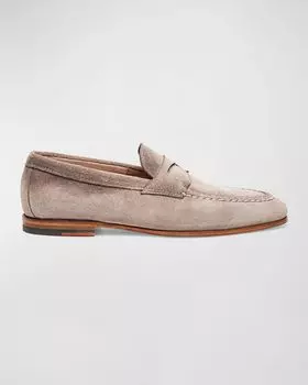 Мужские замшевые лоферы-пенни Santoni, цвет Beige