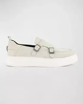 Мужские замшевые лоферы с двумя монками на кроссовочной подошве Karl Lagerfeld Paris, цвет Light Grey