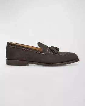 Мужские замшевые лоферы с кисточками Brunello Cucinelli, цвет Dark Grey