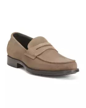 Мужские замшевые лоферы-слипоны "Сделано в Италии" Penny Soldini, серо-коричневый