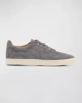 Мужские замшевые низкие кеды с Т-образным носком Brunello Cucinelli, цвет C8049 Smoke Grey