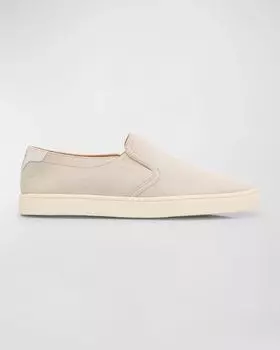Мужские замшевые низкие слипоны Brunello Cucinelli, цвет Off White