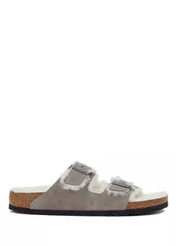 Мужские замшевые тапочки из овчины arizona stone Birkenstock