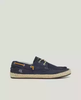 Мужские замшевые туфли-лодочки с джутовыми деталями Pepe Jeans, тёмно-синий