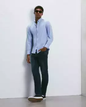 Мужские зауженные джинсы из трикотажного денима Easy Wear, темно-синий