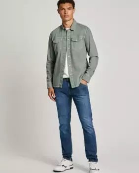 Мужские зауженные джинсы синего цвета с выцветшим эффектом Pepe Jeans, синий