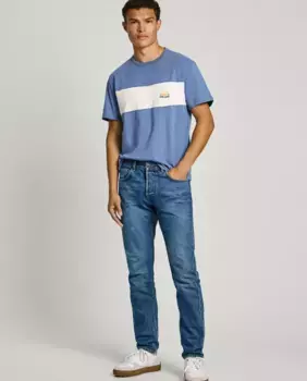 Мужские зауженные джинсы синего цвета с выцветшим эффектом Pepe Jeans, синий