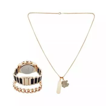 Мужские золотистые часы с хронографом, комплект из браслета и ожерелья Ed Hardy