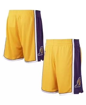 Мужские золотые шорты los angeles lakers 2009-10 hardwood classics authentic Mitchell &amp; Ness