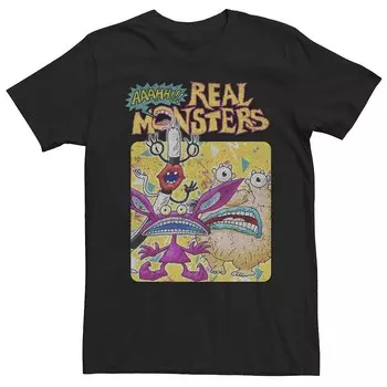 Мужское аааа!!! Футболка с логотипом Real Monsters Retro Trio Licensed Character, черный