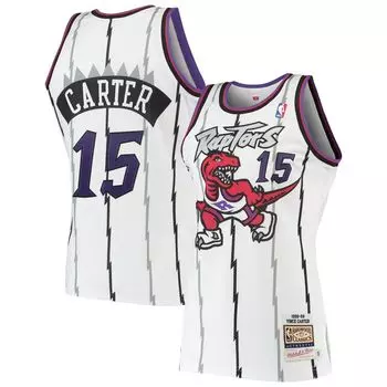 Мужское аутентичное джерси белого цвета Mitchell & Ness Vince Carter Toronto Raptors Hardwood Classics 1998-99 гг.
