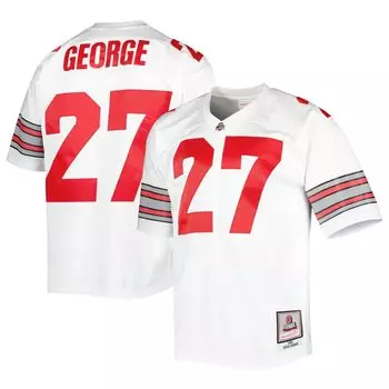 Мужское аутентичное джерси Mitchell & Ness Eddie George White Ohio State Buckeyes