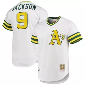 Мужское аутентичное джерси Mitchell & Ness Reggie Jackson White Oakland Athletics 1972 Cooperstown Collection