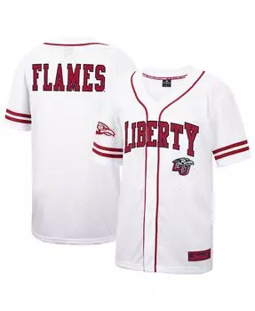 Мужское бейсбольное джерси white liberty flames free spirit с пуговицами на всю пуговицу Colosseum, белый