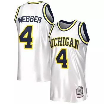 Мужское белое аутентичное джерси Mitchell & Ness Chris Webber Michigan Wolverines