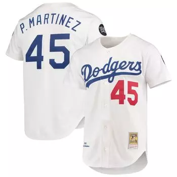 Мужское белое аутентичное джерси Mitchell & Ness Pedro Martinez Los Angeles Dodgers 1993 Cooperstown Collection Home.