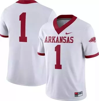 Мужское белое футбольное джерси Nike Arkansas Razorbacks #1 Alternate Dri-FIT