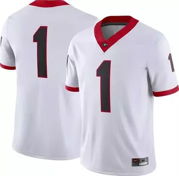 Мужское белое футбольное джерси Nike Georgia Bulldogs #1 Dri-FIT Game