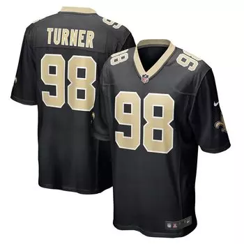 Мужское черное мужское джерси Payton Turner New Orleans Saints драфта НФЛ 2021 года, выбранное в первом раунде Nike