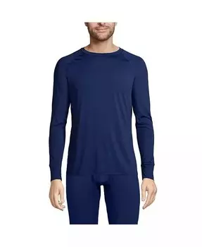 Мужское длинное нижнее белье из эластичной ткани Thermaskin, базовый слой для экипажа Lands' End, синий