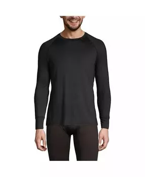 Мужское длинное нижнее белье из эластичной ткани Thermaskin, базовый слой для экипажа Lands' End, черный
