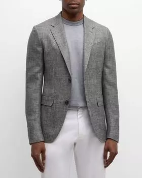 Мужское двухцветное спортивное пальто в клетку ZEGNA, цвет Medium Gray Check