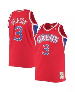 Мужское джерси Allen Iverson Red Philadelphia 76ers Big and Tall Hardwood Classics Swingman Player Mitchell & Ness, цвет Red