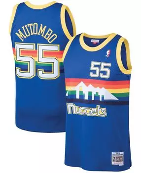 Мужское джерси Dikembe Mutombo Blue Denver Nuggets 1991-92 Hardwood Classics Swingman Mitchell & Ness