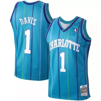 Мужское джерси Mitchell & Ness Baron Davis Teal Charlotte Hornets Hardwood Classics 1999-00 Swingman