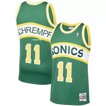 Мужское джерси Mitchell & Ness Detlef Schrempf Green Seattle SuperSonics 1994-95 Hardwood Classics Swingman Player