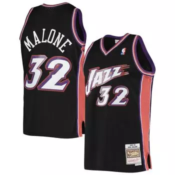 Мужское джерси Mitchell & Ness Karl Malone Black Utah Jazz 1998-99 Hardwood Classics Swingman